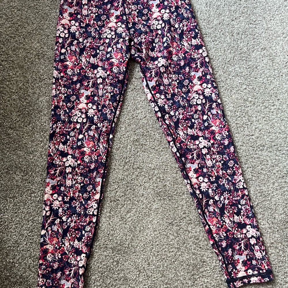 Women's Size M Aerie Offline Workout Leggings Green Yellow 7/8 Real Me Stretched